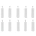 10x 250ml Clear HDPE Round Bottle 28/410 Caps Empty Plastic Food Storage