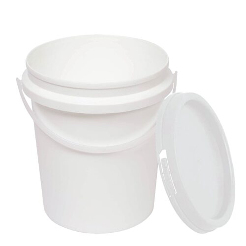 10x 1.2L Plastic Buckets Lids Food Grade Empty White Tub With Handle - Image 2
