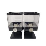 2 x 3.7L Double Cereal Dispenser Black Square Rice Beans Countertop Storage