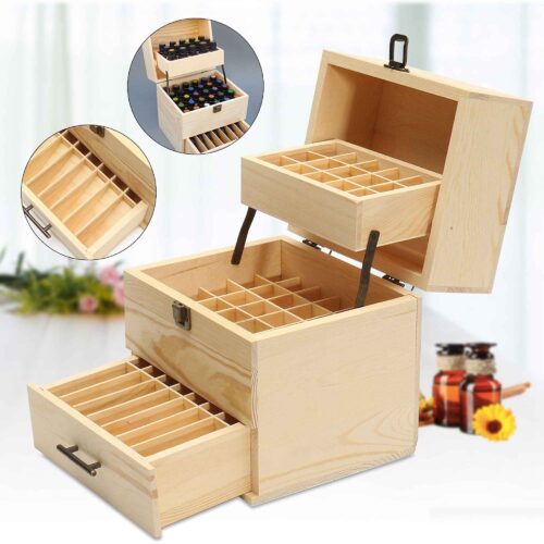 59 Slots Essential Oils Storage Box Wooden 3-Tier Bottle Holder - Image 7