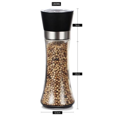 10x 180ml Glass Salt or Pepper Grinder 18cm Adjustable Ceramic Core Tall Mill - Image 2