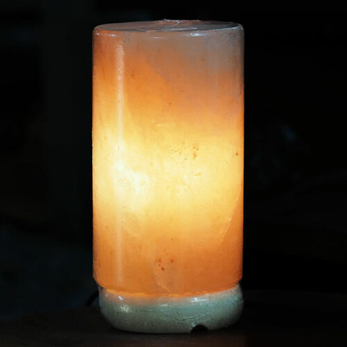 12V 12W Cylinder Himalayan Pink Salt Lamp Carved Rock Crystal Light Bulb On/Off - Image 2