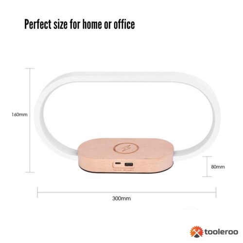 Wireless Phone Charger Table Lamp USB Port Charging Bedside Light With Clock - Image 2