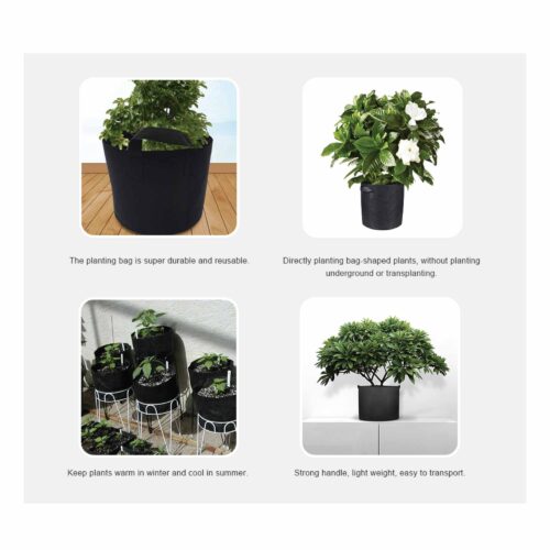 6 Pck 10 Gallon Fabric Flower Pots 38L Garden Planter Bags Black Felt Root Pouch - Image 7