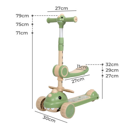 BoPeep Foldable Kids Scooter Flip able Seat Green - Image 3