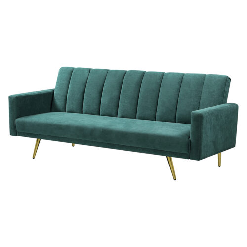 Levede Sofa Bed Convertible Velvet Lounge Recliner Couch Sleeper 3 Seater Green - Image 2