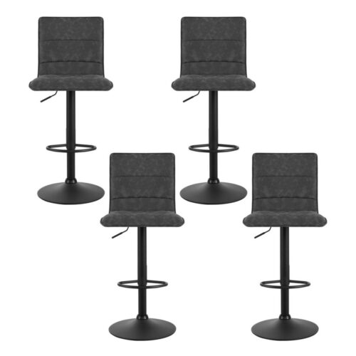 Artiss 4x Bar Stools Gas Lift Vintage Leather Grey - Image 3