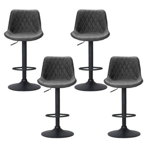 Artiss 4x Bar Stools Gas Lift Vintage Leather Black - Image 3