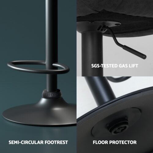 Artiss 4x Bar Stools Gas Lift Vintage Leather Black - Image 6