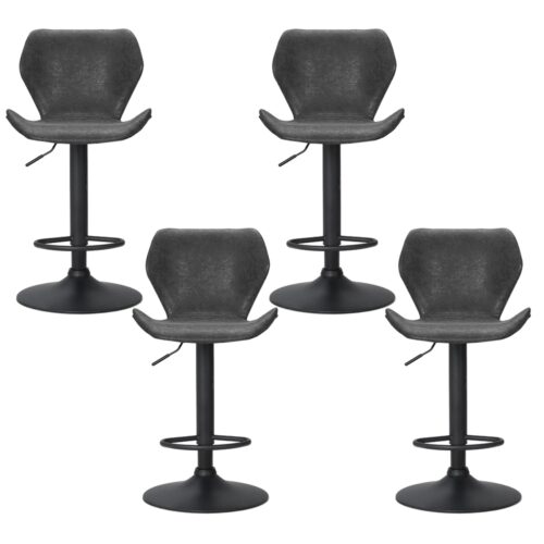 Artiss 4x Bar Stools Vintage Leather Gas Lift Black - Image 3