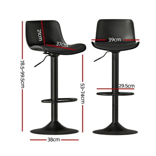 Artiss 4x Bar Stools Padded Seat Gas Lift Black - Image 2