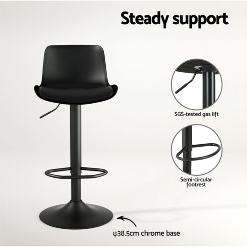 Artiss 4x Bar Stools Padded Seat Gas Lift Black - Image 5