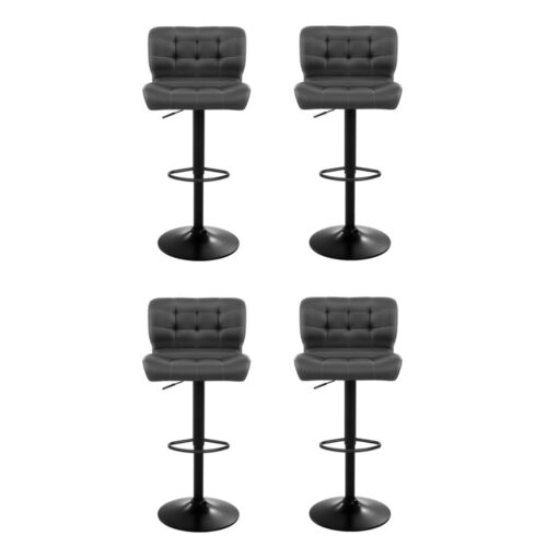 Artiss 4x Bar Stools Gas Lift Leather Padded Grey - Image 3