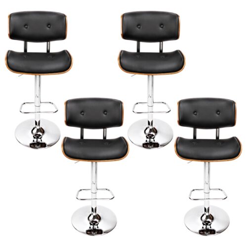Artiss 4x Bar Stools Gas Lift Leather Black - Image 4