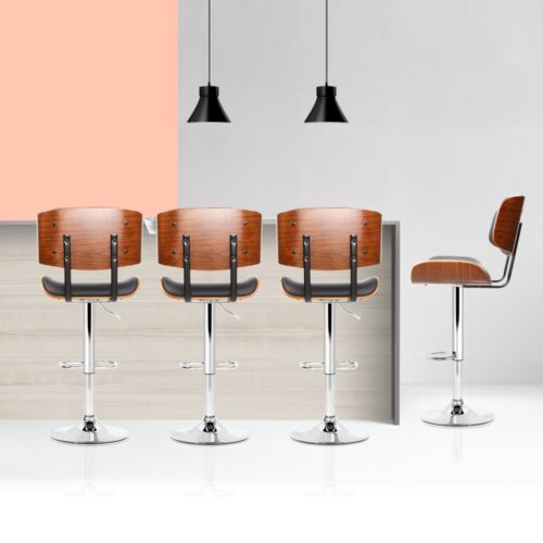 Artiss 4x Bar Stools Gas Lift Leather Black - Image 7