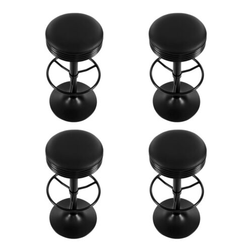 Artiss 4x Bar Stools Leather Padded Gas Lift Black - Image 4