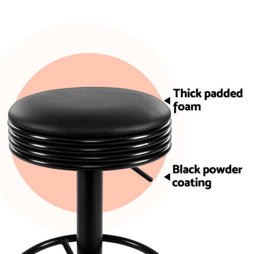 Artiss 4x Bar Stools Leather Padded Gas Lift Black - Image 6