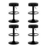 Artiss 4x Bar Stools Leather Padded Gas Lift Black