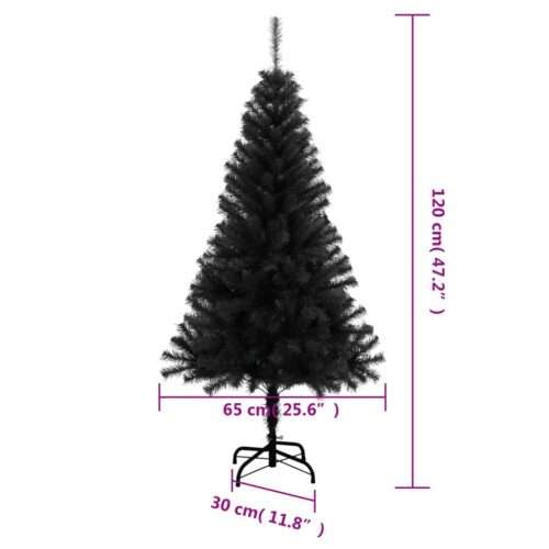 Artificial Christmas Tree with Stand Xmas Decor Black 120cm PVC - Image 6