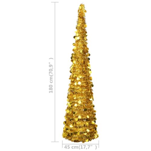 Pop-up Artificial Christmas Tree Xmas Decor Ornament Indoor Decoration Gold 180cm - Image 5