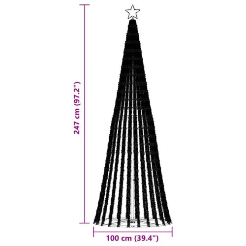 Christmas Tree Light Cone 475 LED Lights Xmas Decor Cold White 250cm - Image 11