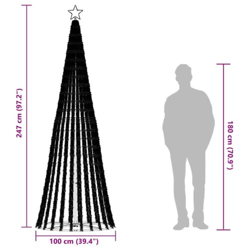 Christmas Tree Light Cone 475 LED Lights Xmas Decor Cold White 250cm - Image 12