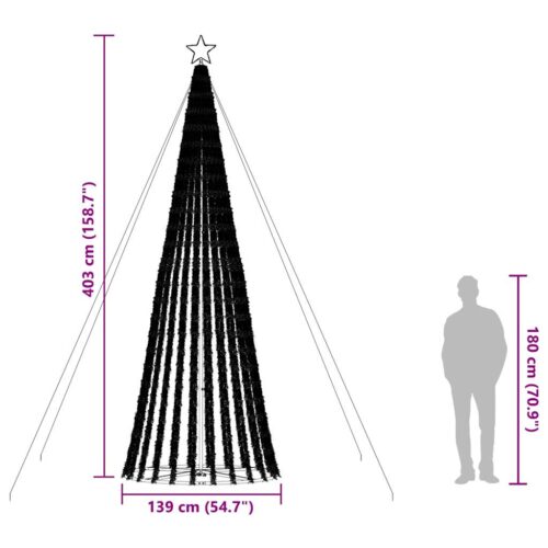 Christmas Tree Light Cone 1028 LED Lights Xmas Decor Cold White 400cm - Image 12