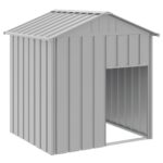 Dog House with Roof Light Grey 117x103x123cm Galvanised Steel