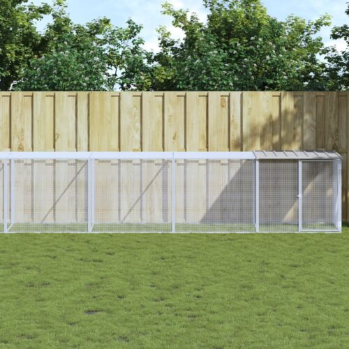 Chicken Cage with Roof Light Grey 803x98x90cm Galvanised Steel - Image 2