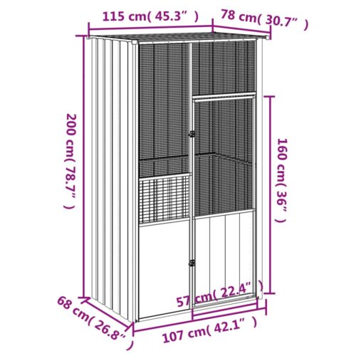 Bird Cage Anthracite 115x78x200cm Galvanised Steel - Image 6