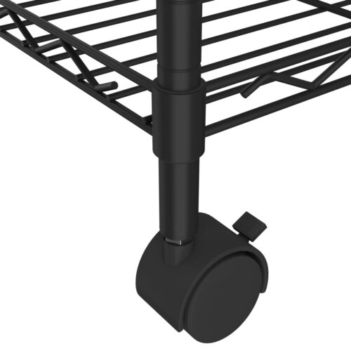 3-Tier Storage Rack with Wheels 60x35x81cm Black 150KG - Image 6