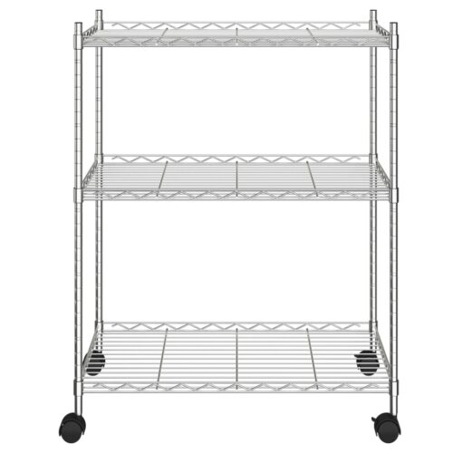 3-Tier Storage Rack with Wheels 60x35x81cm Chrome 150KG - Image 3