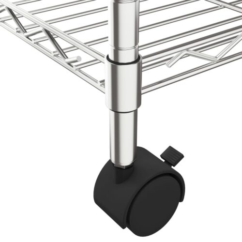 3-Tier Storage Rack with Wheels 60x35x81cm Chrome 150KG - Image 6