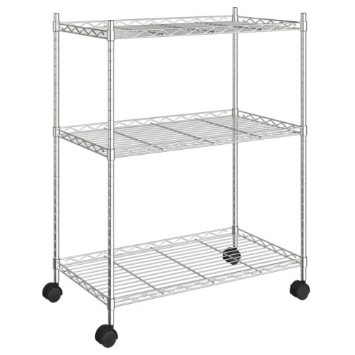 3-Tier Storage Rack with Wheels 60x35x81cm Chrome 150KG - Image 8