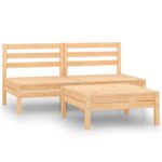 3-Piece Garden Lounge Set Solid Wood Pine