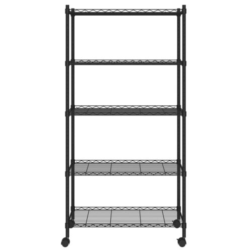 5-Tier Storage Shelf with Wheels 75x35x155cm Black 250KG - Image 3