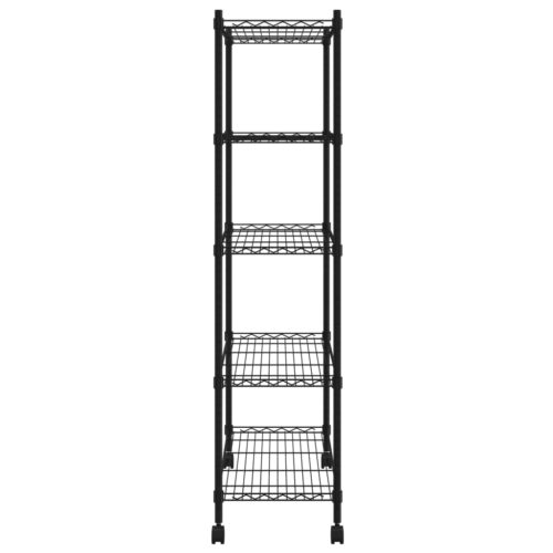 5-Tier Storage Shelf with Wheels 75x35x155cm Black 250KG - Image 4