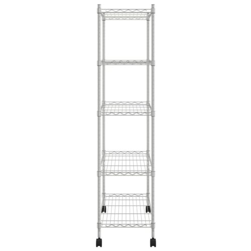 5-Tier Storage Shelf with Wheels 75x35x155cm Chrome 250KG - Image 4