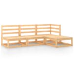 4-Piece Garden Lounge Set Solid Pinewood