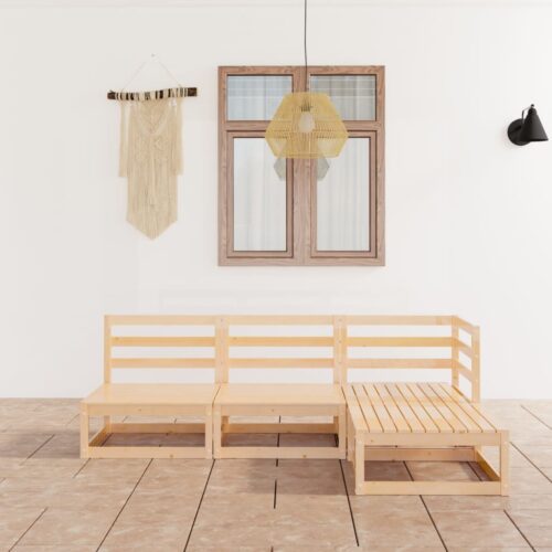 4-Piece Garden Lounge Set Solid Pinewood - Image 2