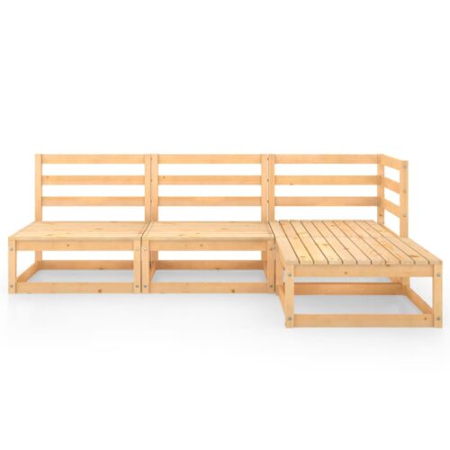 4-Piece Garden Lounge Set Solid Pinewood - Image 3