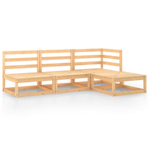 4-Piece Garden Lounge Set Solid Pinewood - Image 13