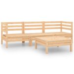 4-Piece Garden Lounge Set Solid Wood Pine