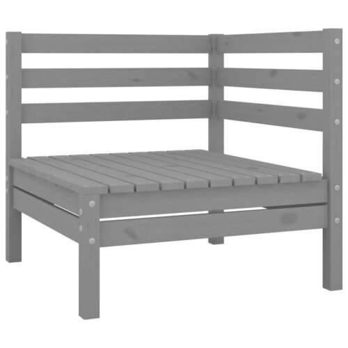 4-Piece Garden Lounge Set Grey Solid Wood Pine - Image 3