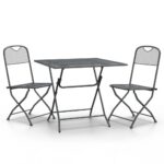 3-Piece Garden Dining Set Expanded Metal Mesh Anthracite