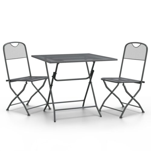 3-Piece Garden Dining Set Expanded Metal Mesh Anthracite - Image 13