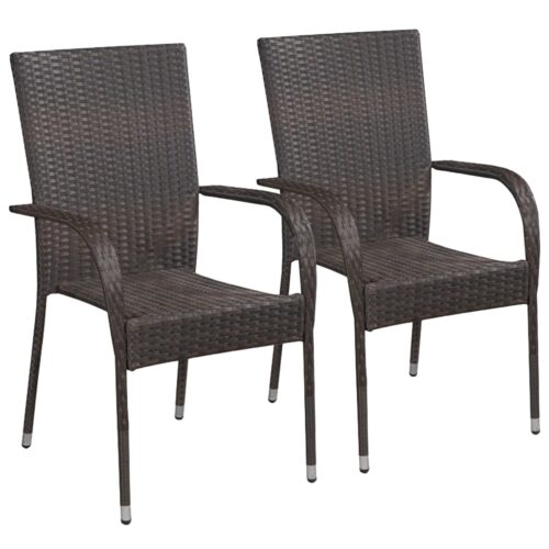 3-Piece Garden Dining Set Brown - Image 3