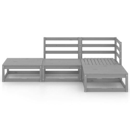 4-Piece Garden Lounge Set Grey Solid Pinewood - Image 3