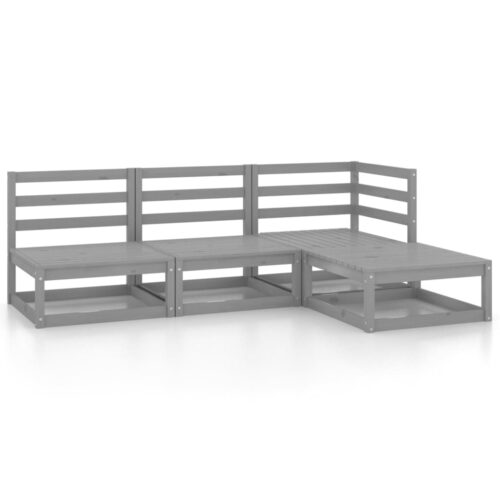 4-Piece Garden Lounge Set Grey Solid Pinewood - Image 13