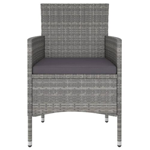 3-Piece Garden Dining Set Poly Rattan Grey - Image 4